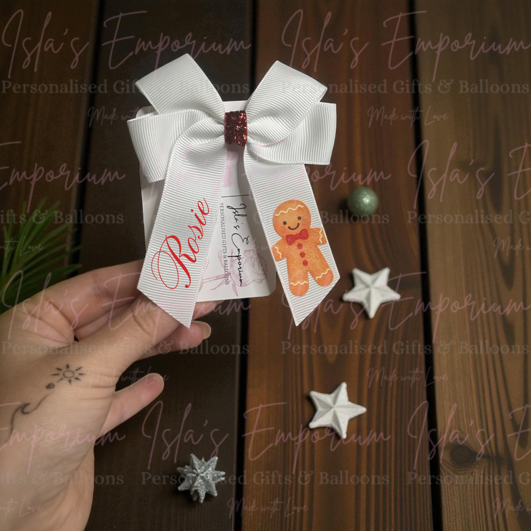 4” Personalised Gingerbread Man Hair Bow