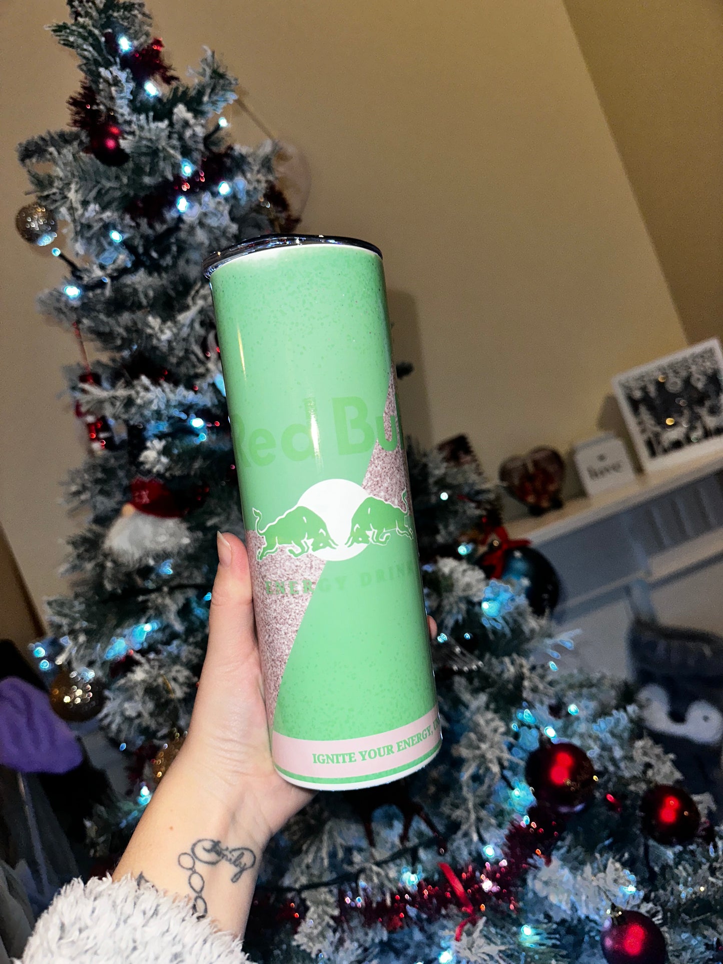 Green Redbull Inspired 20oz Tumbler