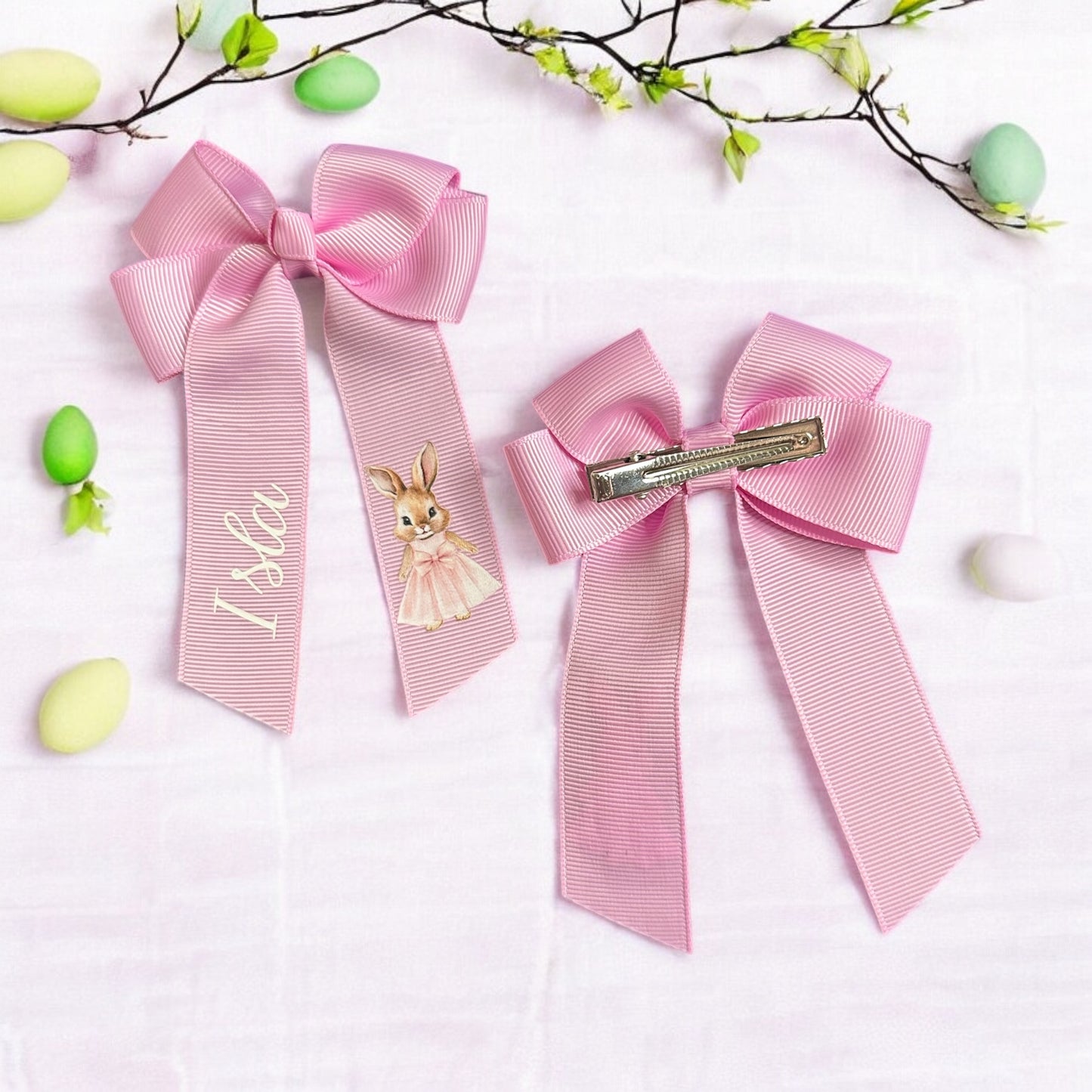 Personalised Hair Bow - Pink