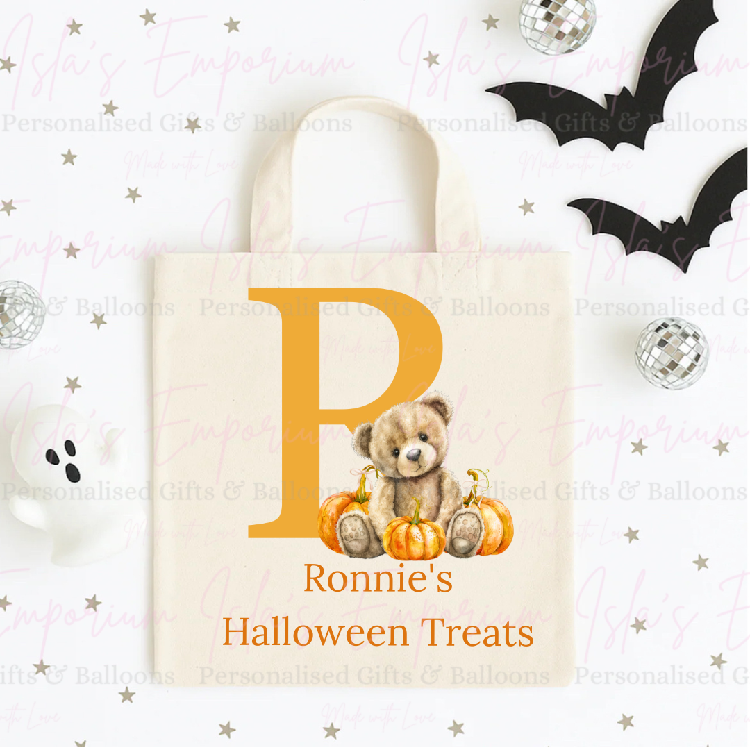 Personalised Bear Halloween Treats Mini Tote
