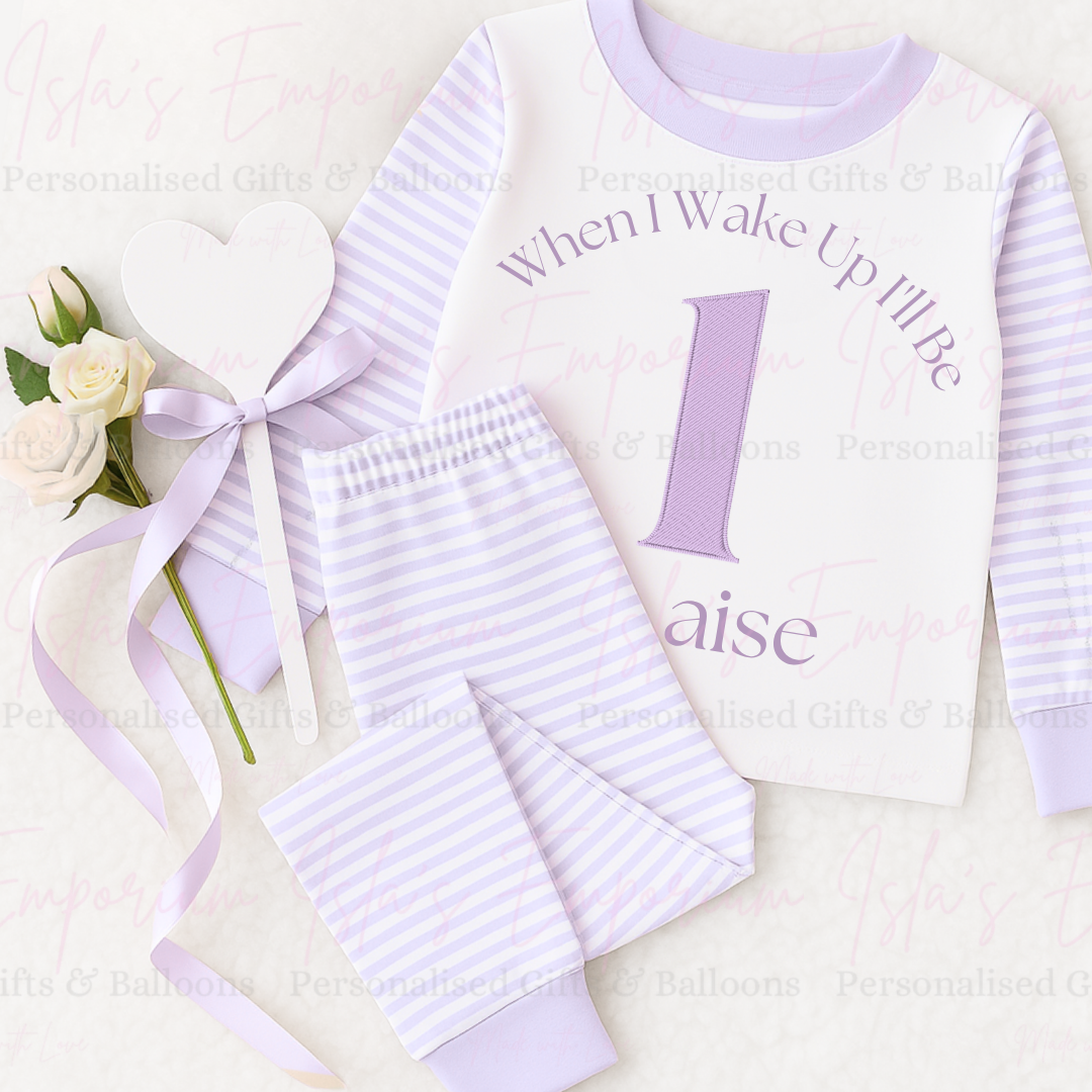Purple Embroidery Style Birthday Pj’s