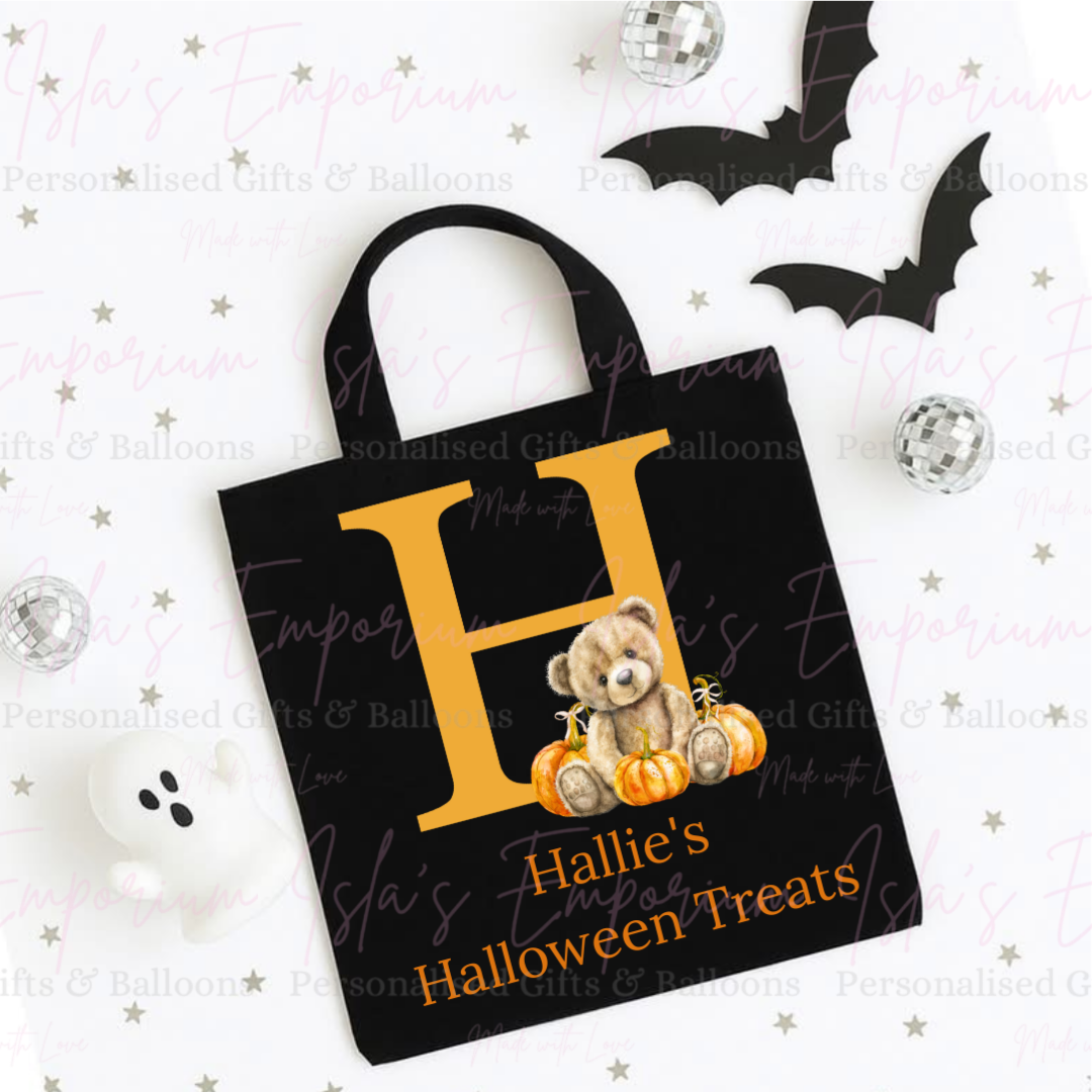Personalised Bear Halloween Treats Tote Bag