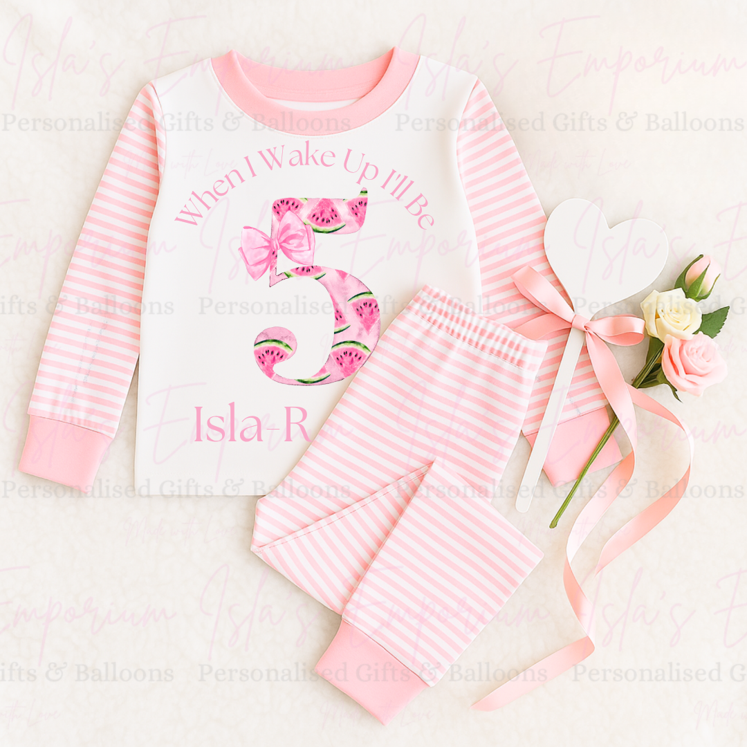 Pink Watermelon Theme Birthday Pj’s