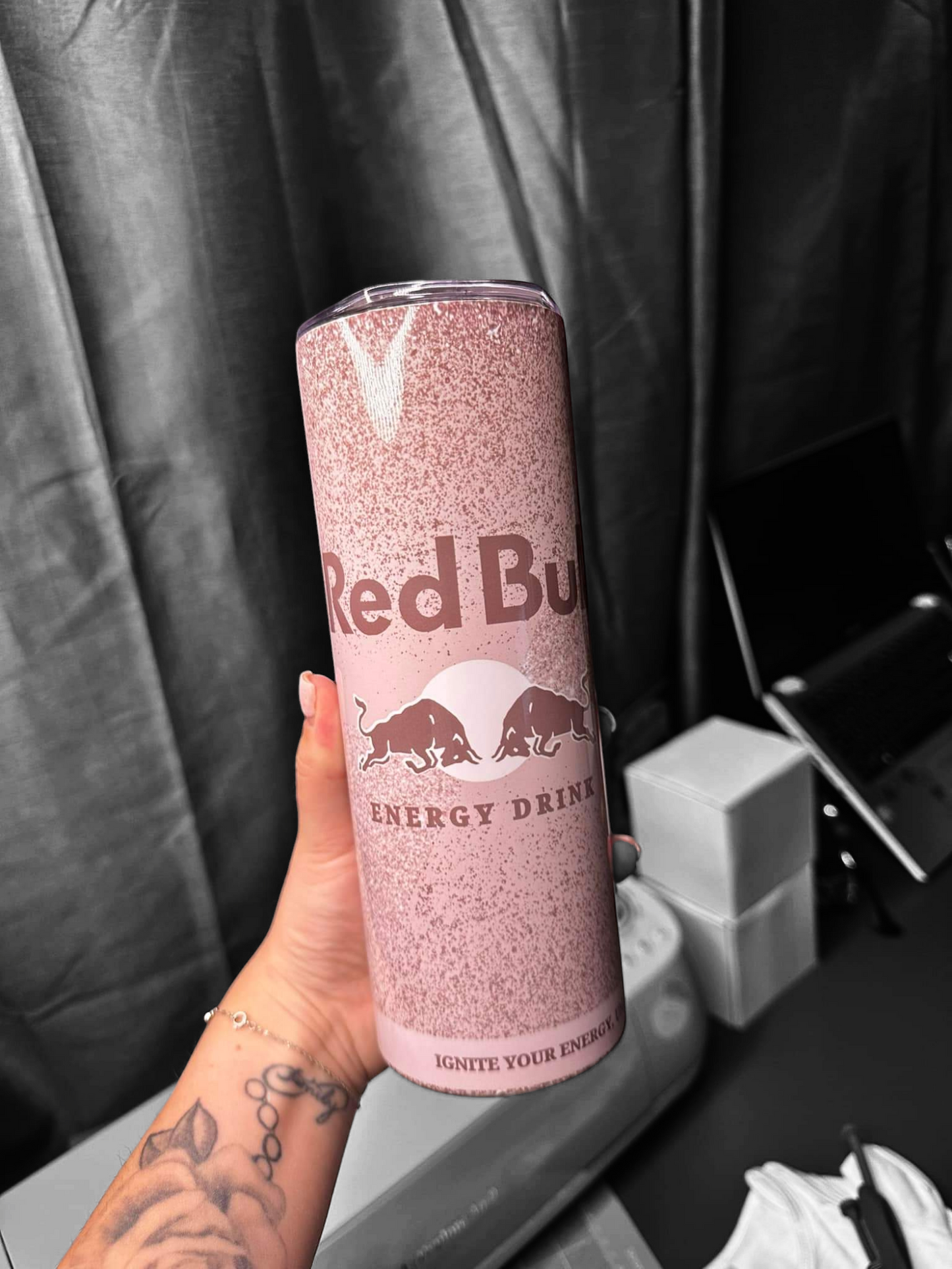 Grey Redbull Inspired 20oz Tumbler