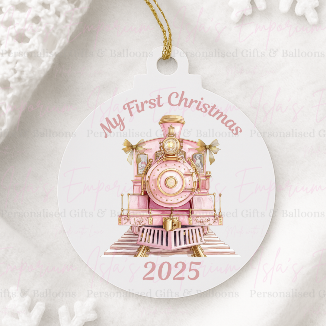 My First Christmas Train Bauble - Pink